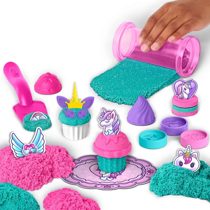 Kinetic Sand Shimmer, Unicorn Bake Shoppe Playset, 16oz (Shimmer Teal and Pink Neon), 8 Unicorn Tools, Sensoorsed mänguasjad lastele alates 3. eluaastast