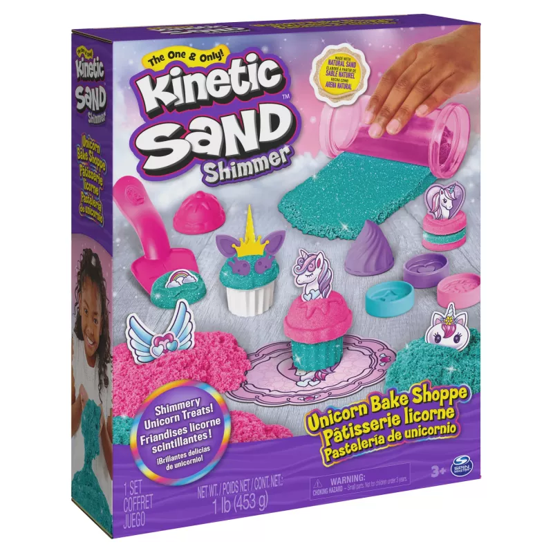 Kinetic Sand Shimmer, Unicorn Bake Shoppe Playset, 16oz (Shimmer Teal and Pink Neon), 8 Unicorn Tools, Sensoorsed mänguasjad lastele alates 3. eluaastast