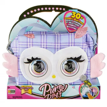 Purse Pets, Print Perfect Hoot Couture Owl, interaktiivne lemmikloomamänguasi ja käekott enam kui 30 heli ja reaktsiooniga, mänguasjad tüdrukutele alates 5. eluaastast