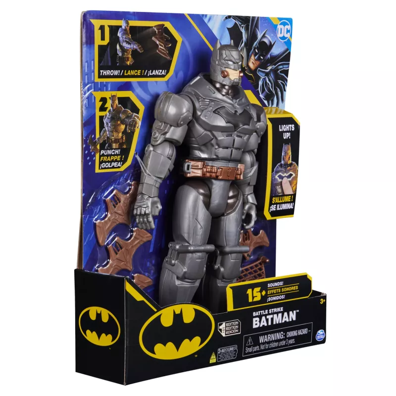 DC Comics , Battle Strike Batman 12-tolline märulifiguur, 5 aksessuaari, 20+ heli, kogutavad laste mänguasjad poistele ja tüdrukutele alates 3. eluaastast