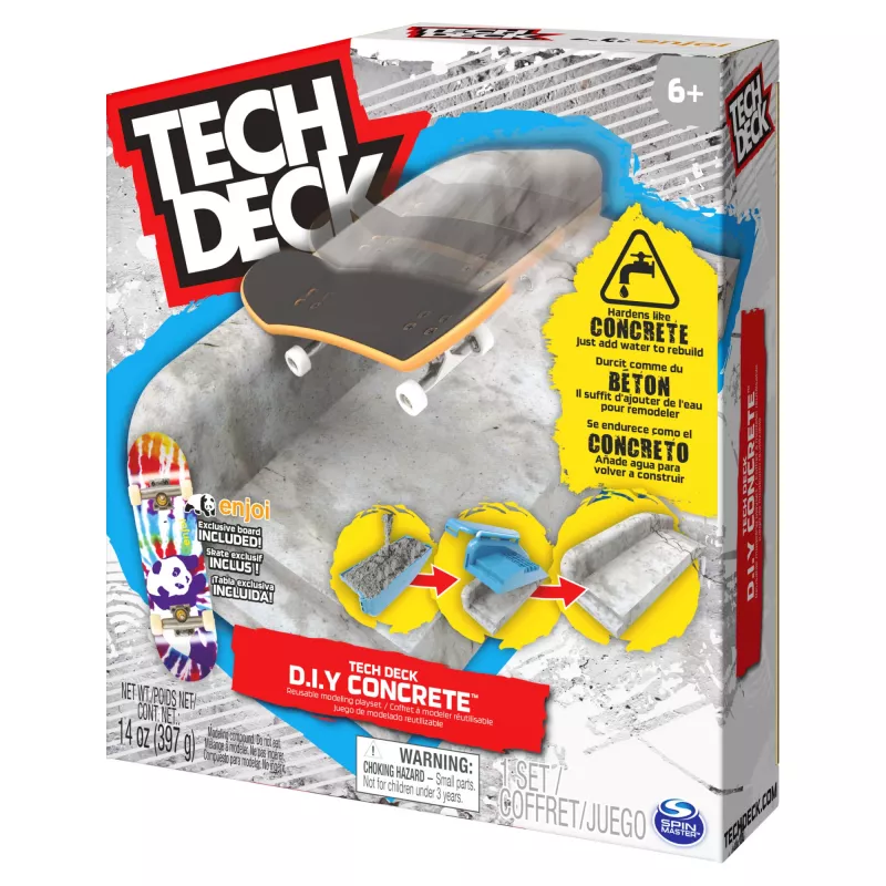 Tech Deck DIY Concrete korduvkasutatav modelleerimismängukomplekt eksklusiivse Enjoi sõrmelauaga, käsipuu, vormid, rula park, laste mänguasi poistele ja tüdrukutele alates 6. eluaastast