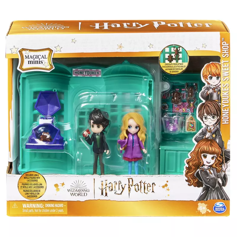 Wizarding World Harry Potter, Magical Minis Honeydukes maiustustepood 2 eksklusiivse figuuri ja 5 aksessuaariga, mänguasjad lastele alates 6. eluaastast
