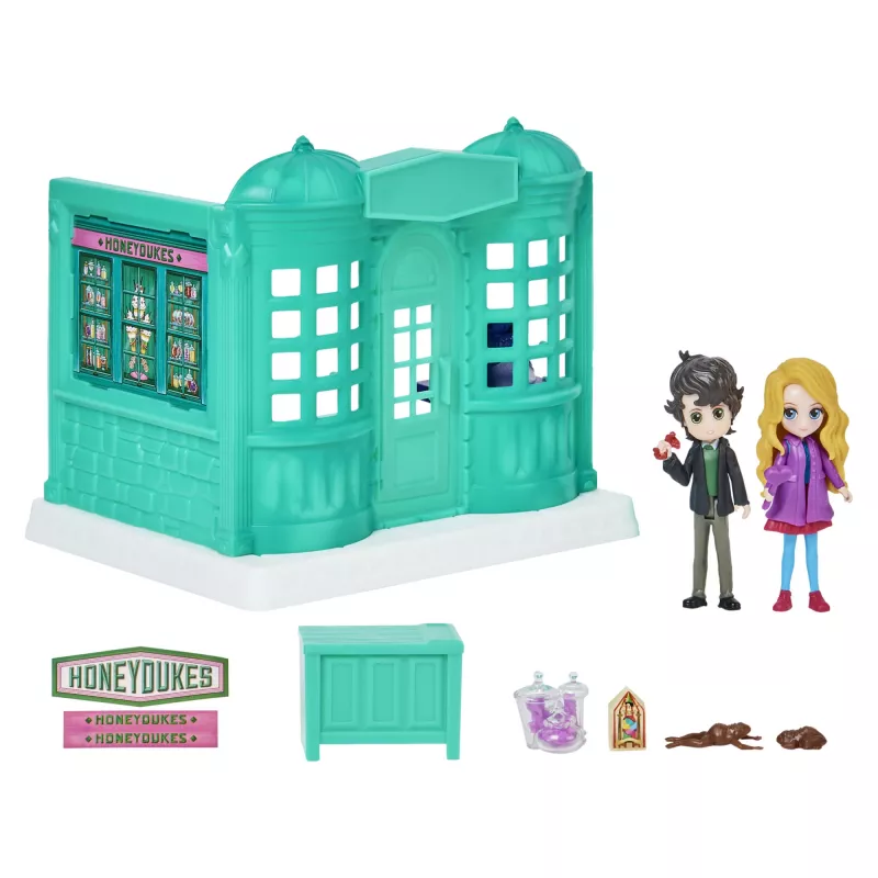 Wizarding World Harry Potter, Magical Minis Honeydukes maiustustepood 2 eksklusiivse figuuri ja 5 aksessuaariga, mänguasjad lastele alates 6. eluaastast