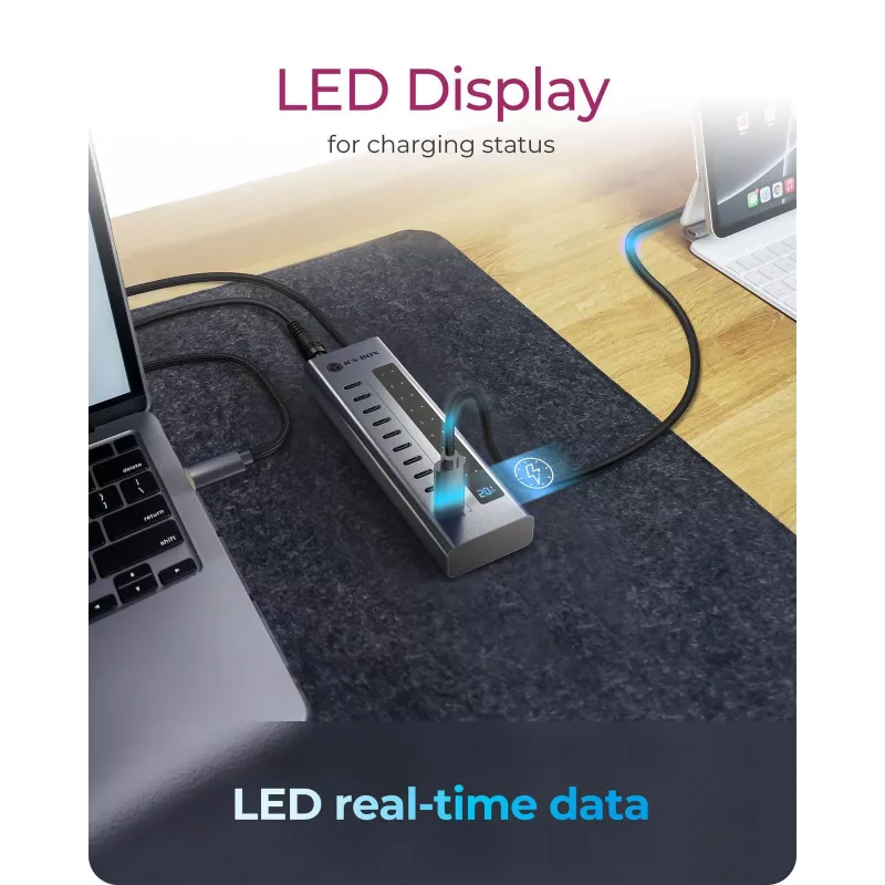 USB-jaotur icybox IB-HUB1450-C31 — 10 porti, USB 3.2