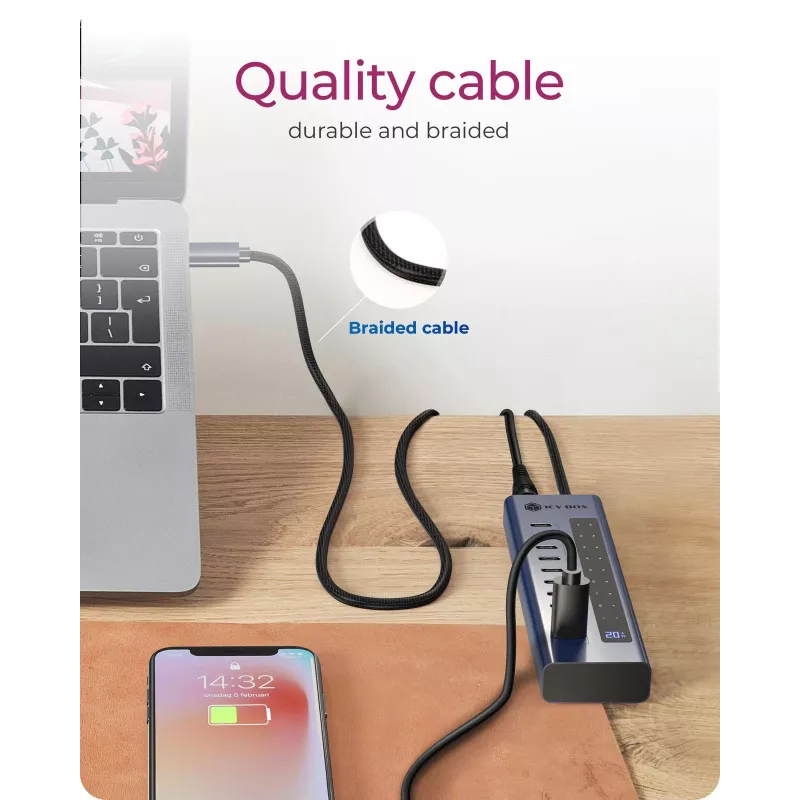 USB-jaotur icybox IB-HUB1450-C31 — 10 porti, USB 3.2