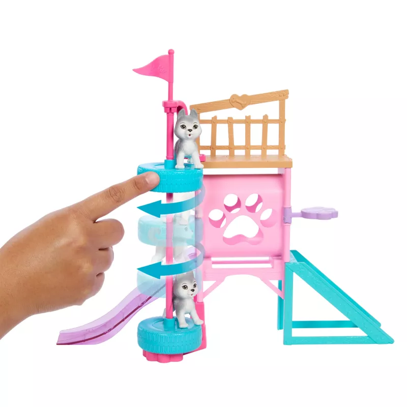 Barbie and Stacie to the Rescue kutsikate mänguväljaku komplekt nuku, 3 koerafiguuri ja aksessuaaridega
