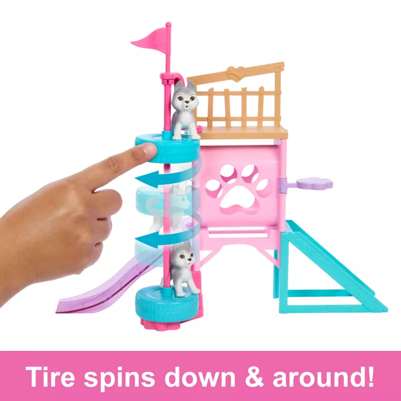 Barbie and Stacie to the Rescue kutsikate mänguväljaku komplekt nuku, 3 koerafiguuri ja aksessuaaridega