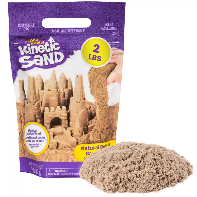 Kinetic Sand, 2 lb pruun mänguliiv, vormitavad sensoorsed mänguasjad lastele, taassuletav kott (pakend võib erineda), alates 3. eluaastast