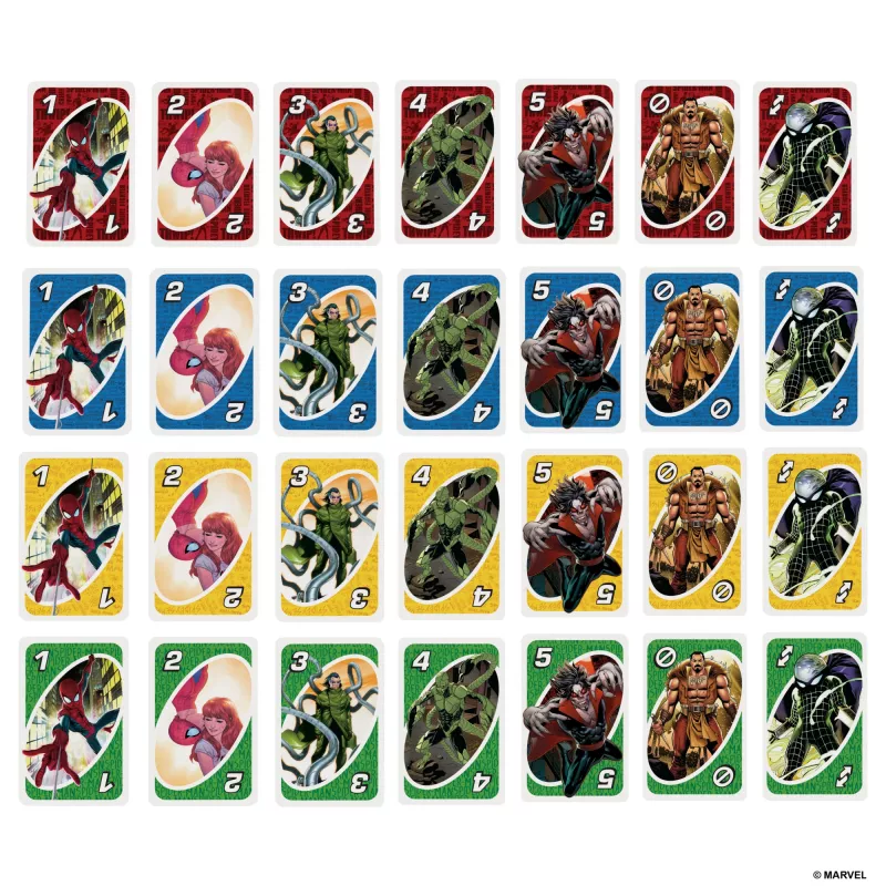 Mängud UNO The Amazing Spider-Man kaardimäng lastele, täiskasvanutele ja pereõhtuteks Marvel Comicu sarjast