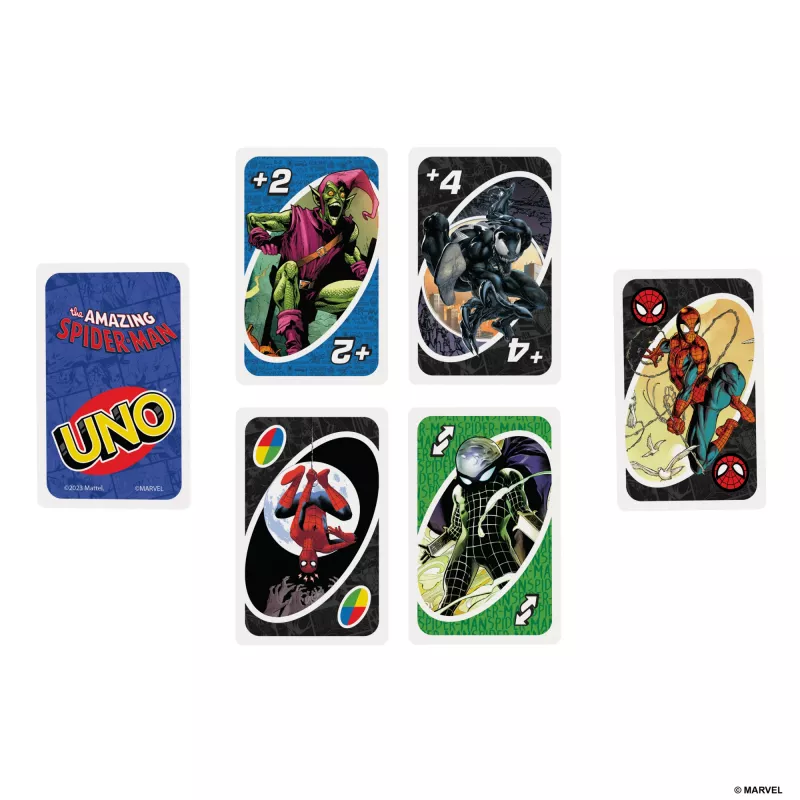 Mängud UNO The Amazing Spider-Man kaardimäng lastele, täiskasvanutele ja pereõhtuteks Marvel Comicu sarjast