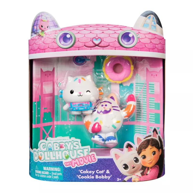 Gabby nukumaja: Film, Cakey Cat ja Cookie Bobby, mängufiguuride komplekt 2 tarvikuga, laste mänguasjad tüdrukutele ja poistele alates 3. eluaastast