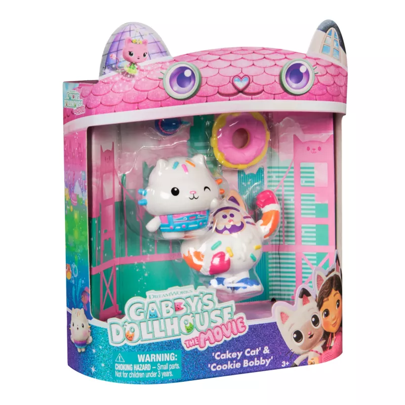 Gabby nukumaja: Film, Cakey Cat ja Cookie Bobby, mängufiguuride komplekt 2 tarvikuga, laste mänguasjad tüdrukutele ja poistele alates 3. eluaastast