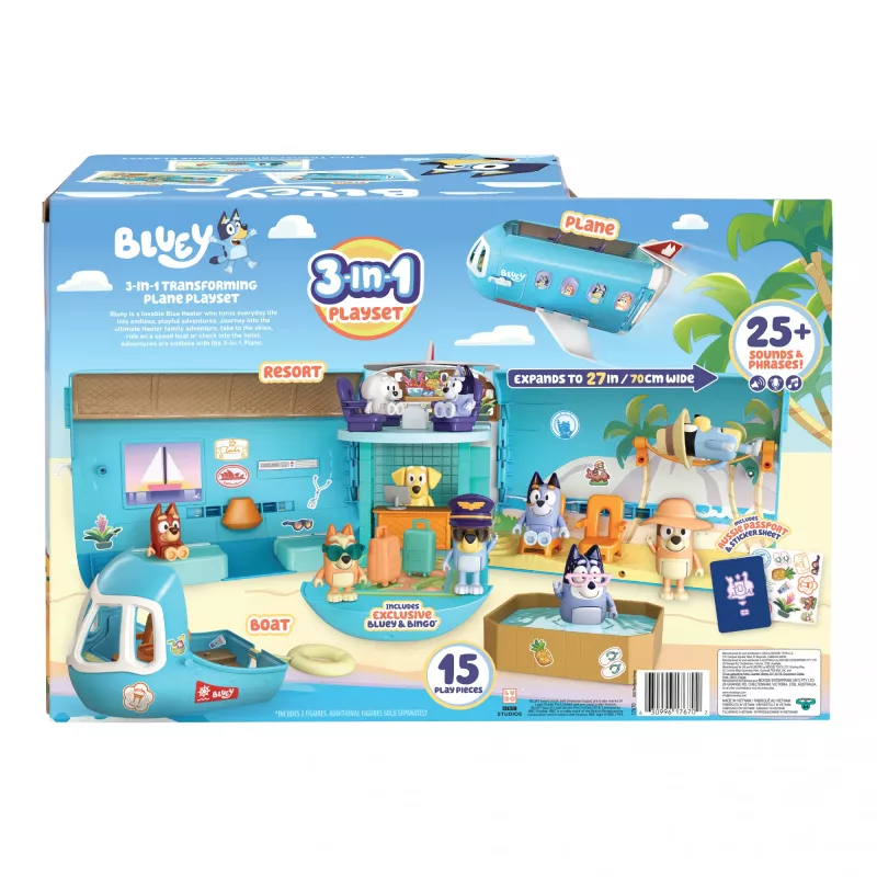 Moose Toys Bluey 3 in 1 lennukimängukomplekt mitmevärviline