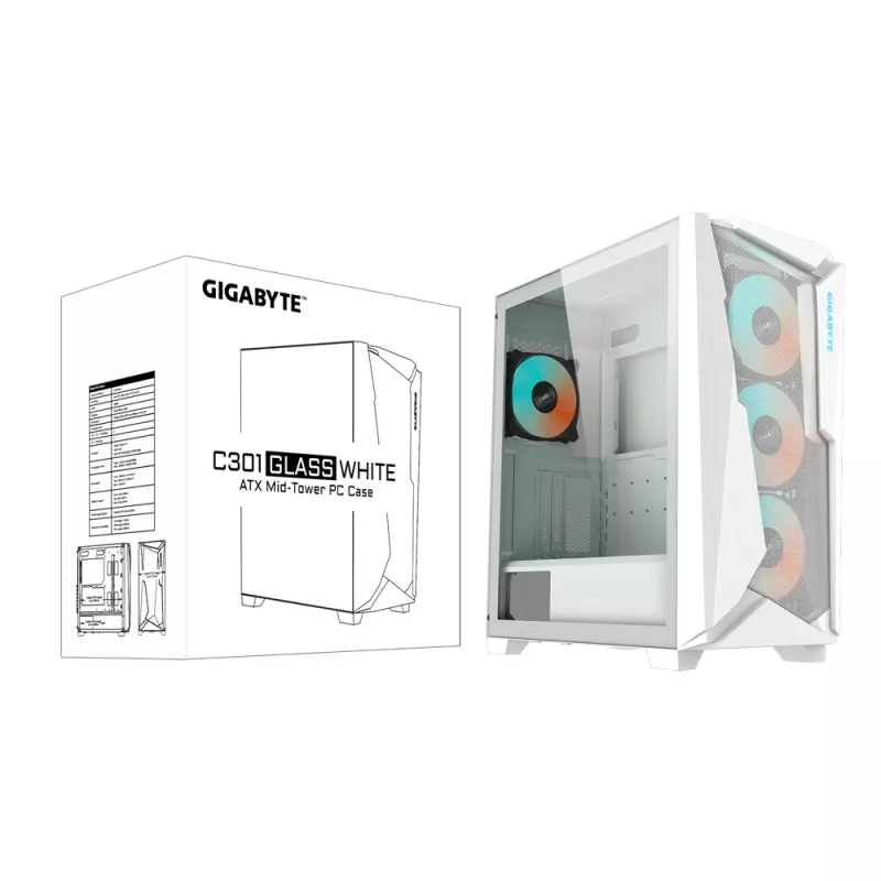 GIGABYTE C301GW arvutikorpus Midi Tower Valge