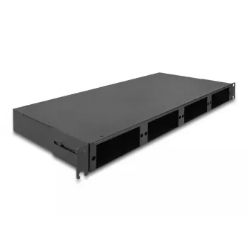 DeLOCK 19-tolline fiiberoptiline HD patch-paneel 1U must metallist rack-kinnitus