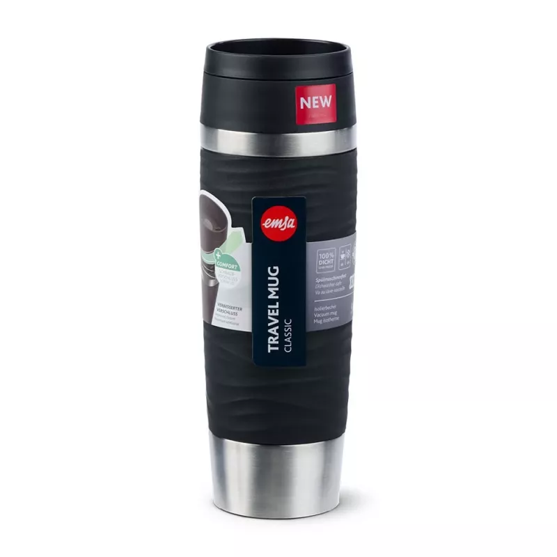 EMSA Travel Mug Waves Grande 500 ml Must, Roostevaba teras