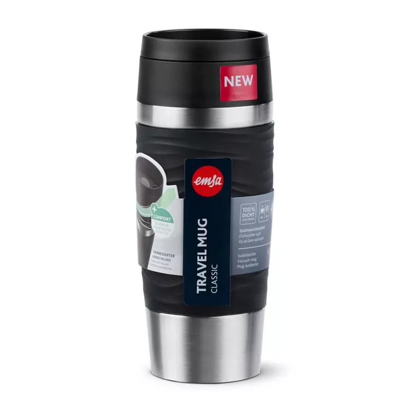 EMSA Travel Mug Waves 360 ml must roostevabast terasest reisikruus