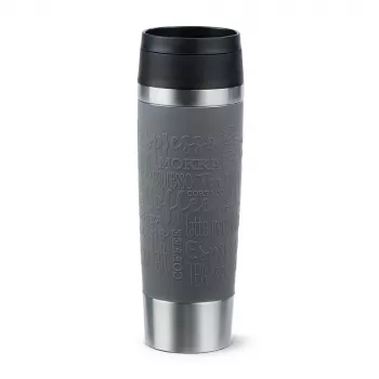 Reisikruus EMSA Classic Grande 500 ml — Hall roostevaba teras, silikoonkate, polüpropüleenist kaas, Ø 8,3 cm × 240 mm