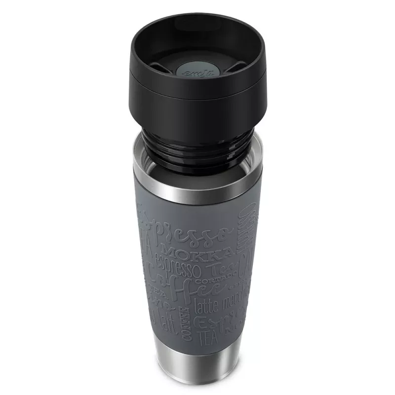 Reisikruus EMSA Classic Grande 500 ml — Hall roostevaba teras, silikoonkate, polüpropüleenist kaas, Ø 8,3 cm × 240 mm
