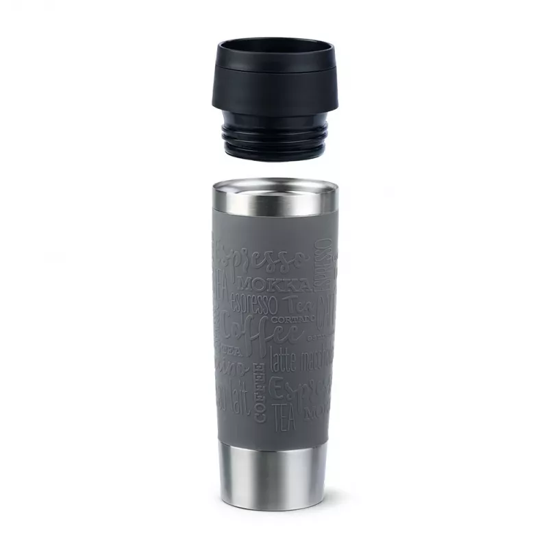 Reisikruus EMSA Classic Grande 500 ml — Hall roostevaba teras, silikoonkate, polüpropüleenist kaas, Ø 8,3 cm × 240 mm