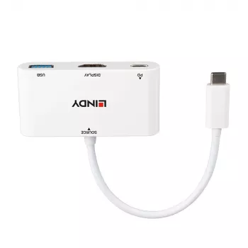Lindy USB 3.2 USB-C HDMI-muundur koos USB Type-A pordi ja toiteedastusega