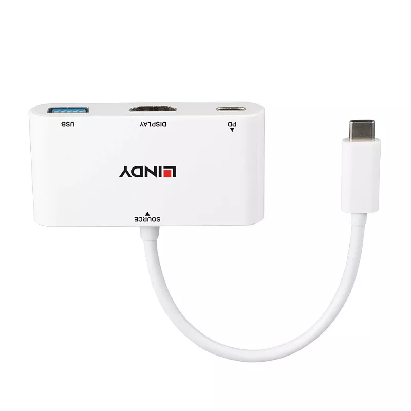 Lindy USB 3.2 USB-C HDMI-muundur koos USB Type-A pordi ja toiteedastusega