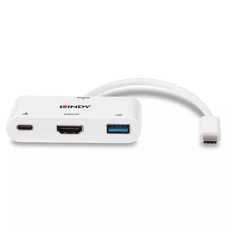 Lindy USB 3.2 USB-C HDMI-muundur koos USB Type-A pordi ja toiteedastusega