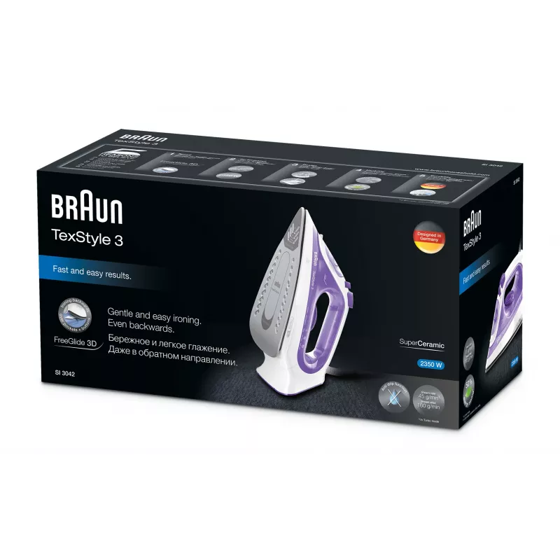 Braun TexStyle 3 SI3042VI aurutriikraud keraamilise tallaga 2350 W lilla, hõbedane, valge