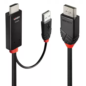 Lindy 2m HDMI-DisplayPort-kaabel HDMI USB Type-A DisplayPort