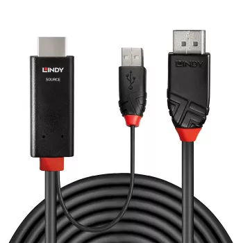 Lindy 2m HDMI-DisplayPort-kaabel HDMI USB Type-A DisplayPort