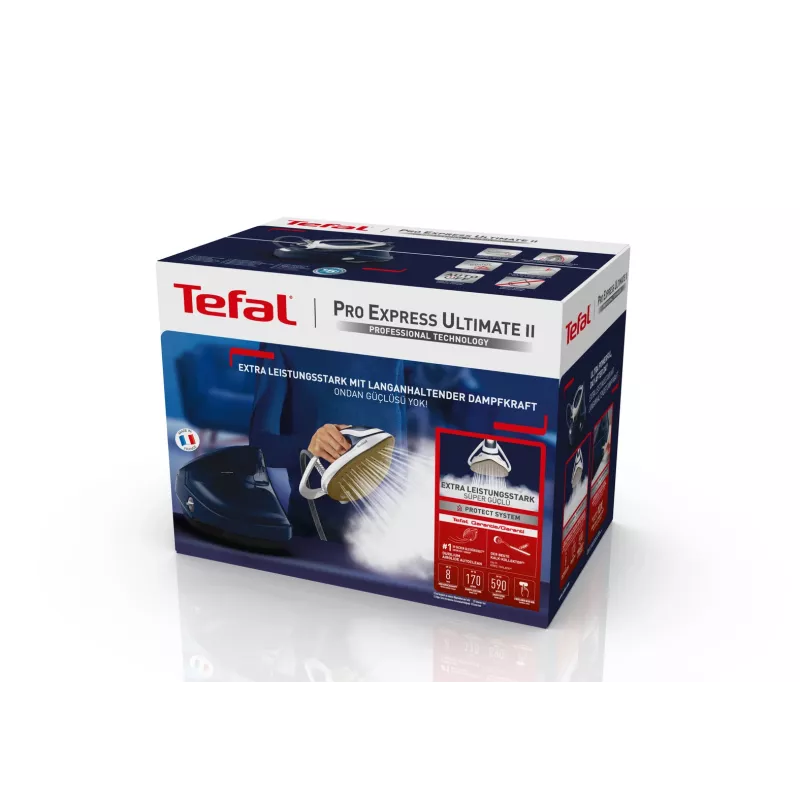 Tefal Pro Express Ultimate II GV9720 1.2 L Durilium Airglide Autoclean Ultra Thin soleplate Blue, Valge