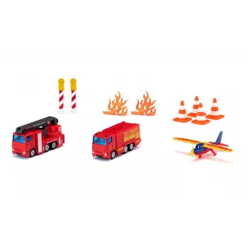 Siku kinkekomplekt Feuerwehr, tuletõrjeauto, 3 a, metall, plastik, must, oranž, punane, valge