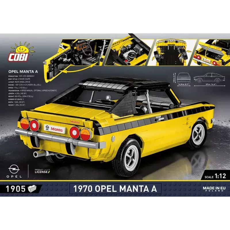 Ehitusmänguasi Cobi Opel Manta A 1970 1:12 mõõtkavas mudel, klotsikomplekt