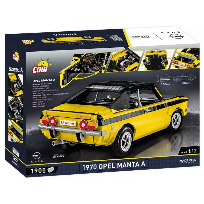 Ehitusmänguasi Cobi Opel Manta A 1970 1:12 mõõtkavas mudel, klotsikomplekt