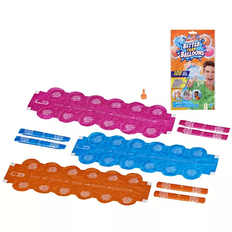 Nerf Super Soaker Better Than Balloons veemänguasjad, lihtne 1-osaline koristamine, 108 kapslit, palju mängimisviise, tagahoovi veemõnu, kingitused lastele, vanus 3+