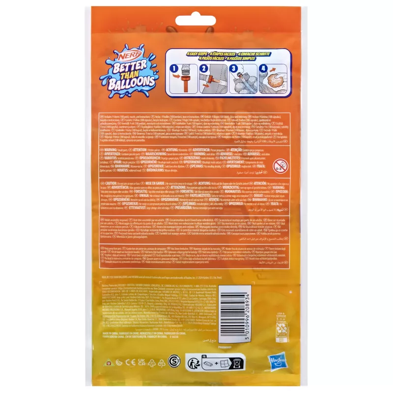 Nerf Super Soaker Better Than Balloons veemänguasjad, lihtne 1-osaline koristamine, 108 kapslit, palju mängimisviise, tagahoovi veemõnu, kingitused lastele, vanus 3+