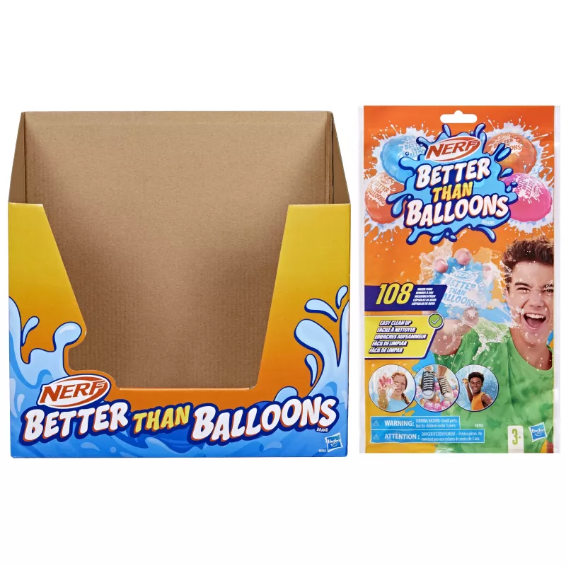 Nerf Super Soaker Better Than Balloons veemänguasjad, lihtne 1-osaline koristamine, 108 kapslit, palju mängimisviise, tagahoovi veemõnu, kingitused lastele, vanus 3+