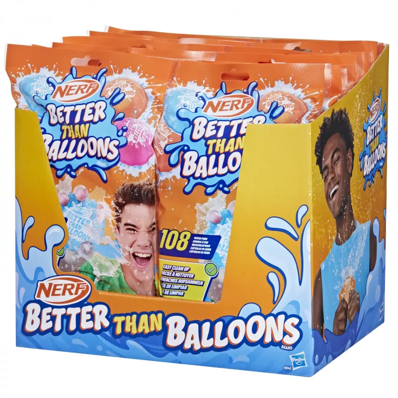 Nerf Super Soaker Better Than Balloons veemänguasjad, lihtne 1-osaline koristamine, 108 kapslit, palju mängimisviise, tagahoovi veemõnu, kingitused lastele, vanus 3+