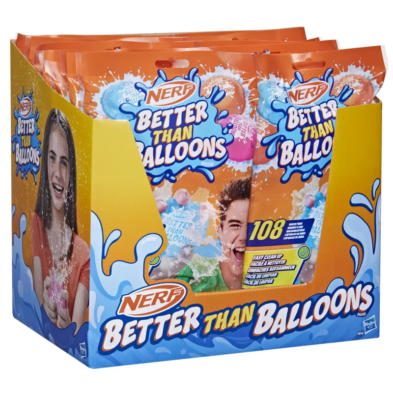 Nerf Super Soaker Better Than Balloons veemänguasjad, lihtne 1-osaline koristamine, 108 kapslit, palju mängimisviise, tagahoovi veemõnu, kingitused lastele, vanus 3+
