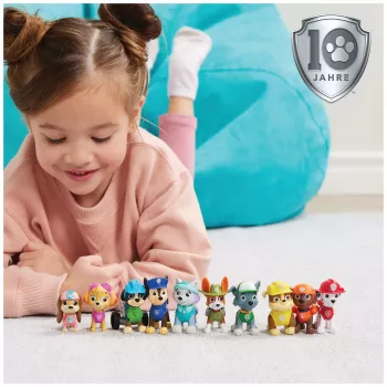 PAW Patrol, 10. aastapäev, Kõik käpad tekil mängufiguuride kinkekomplekt 10 kogutava tegevusfiguuriga, laste mänguasjad alates 3. eluaastast