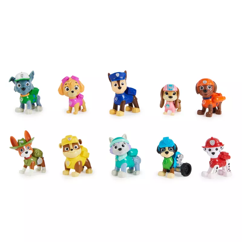 PAW Patrol, 10. aastapäev, Kõik käpad tekil mängufiguuride kinkekomplekt 10 kogutava tegevusfiguuriga, laste mänguasjad alates 3. eluaastast