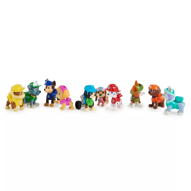 PAW Patrol, 10. aastapäev, Kõik käpad tekil mängufiguuride kinkekomplekt 10 kogutava tegevusfiguuriga, laste mänguasjad alates 3. eluaastast