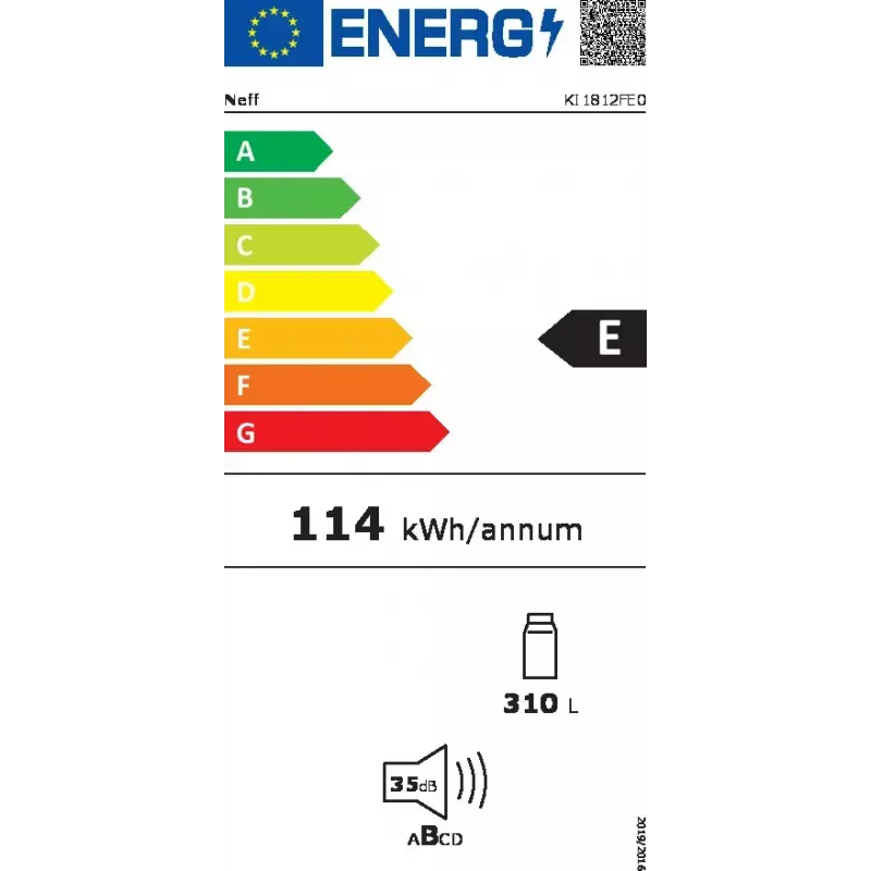 Sisseehitatav külmik NEFF KI1812FE0 — 310 L netomahutavus, LED-lamp, parem hinge, energiaklass E