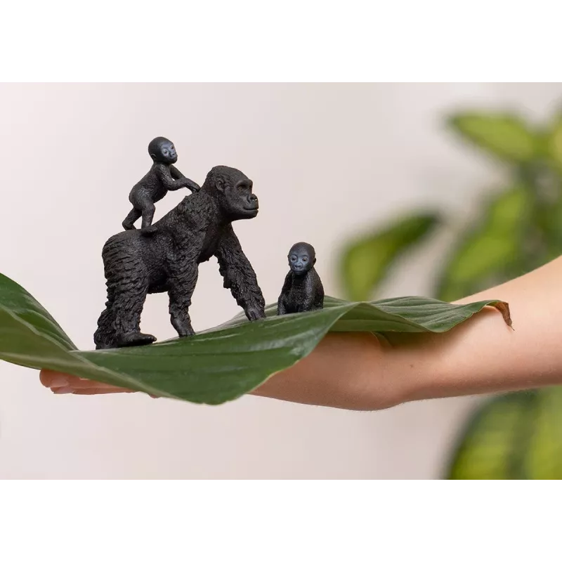 schleich WILD LIFE Gorillaperepere, 3 a, Džungel, Metsloomad / seiklusmänguasjad, Must, Hall
