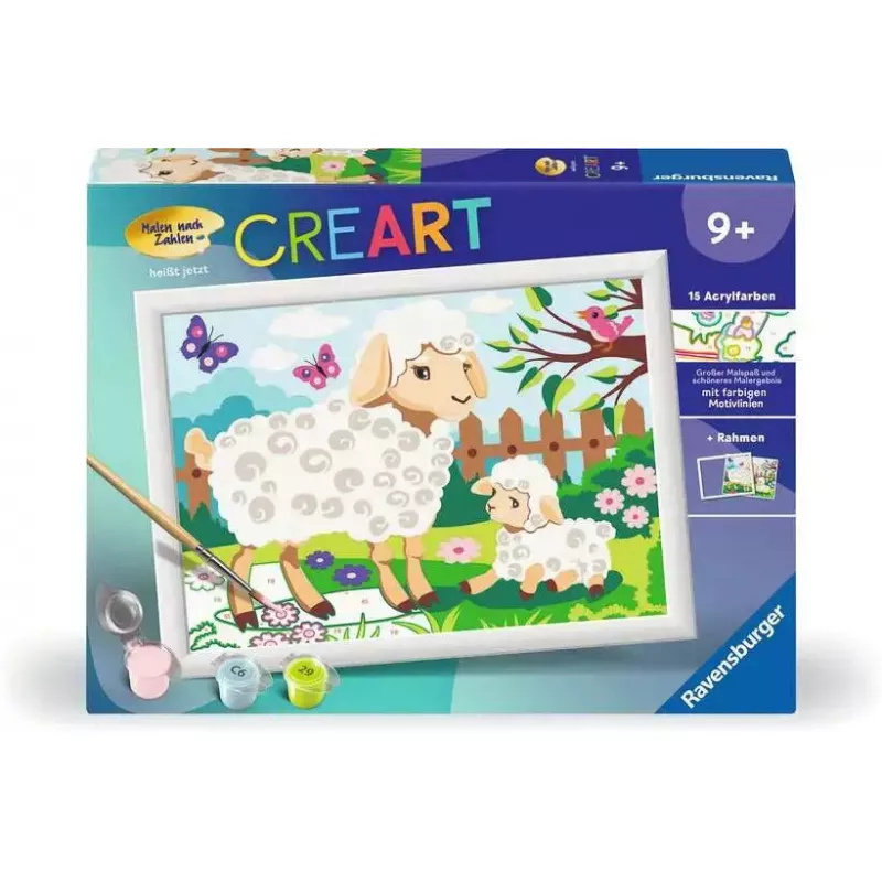 Ravensburger CreArt 23764 numbrite järgi värvimise komplekt, lammas tallega