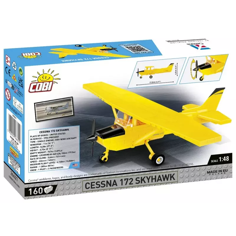 Construction toy Cobi Cessna 172 Skyhawk kollane model 26621 - scale and assembly set