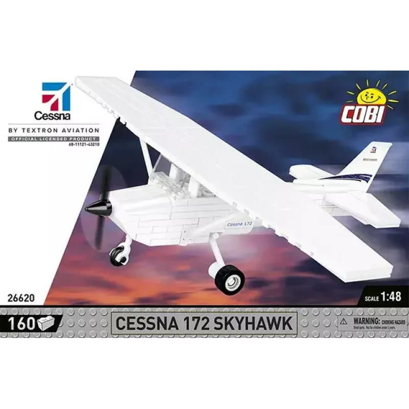 Ehitusmänguasi Cobi Cessna 172 Skyhawk valge ehituskomplekt