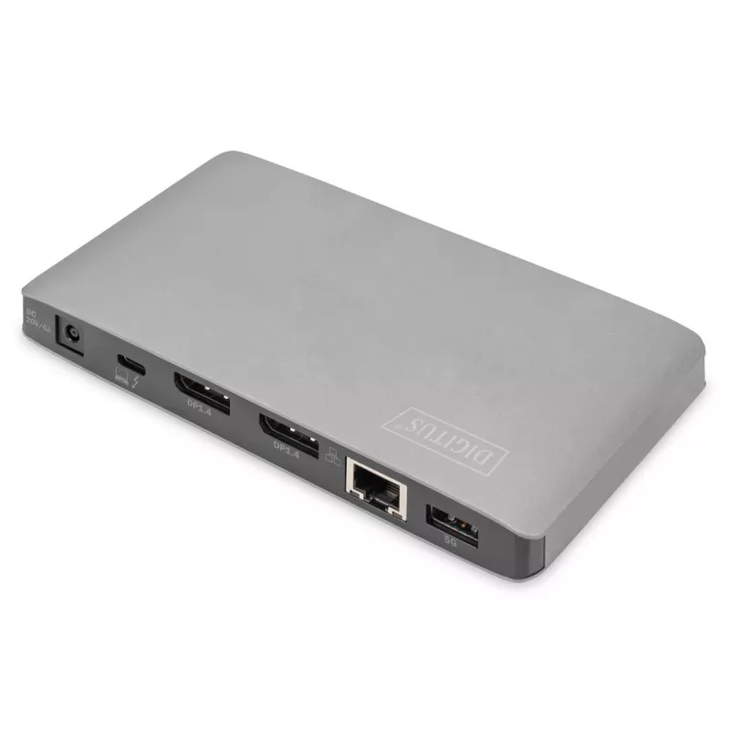 DIGITUS dokkimisjaam USB-C - 2x USB USB-C / 2x USB 3.0 10Gbps / USB 3.0 5Gpbs / 2x DP / Gbe / micro SD / SD / 3,5 mm - 60 W USB-toiteedastus