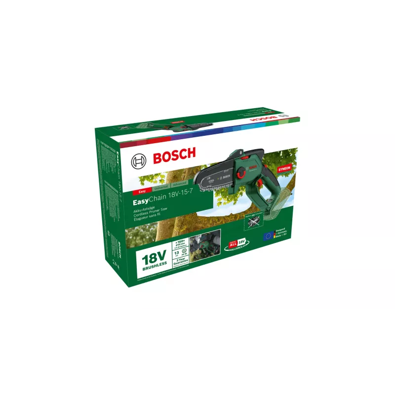 Elektriline kettsaag Bosch EasyChain 18V-15-7, juhtmeta käsisaag 1,3 kg