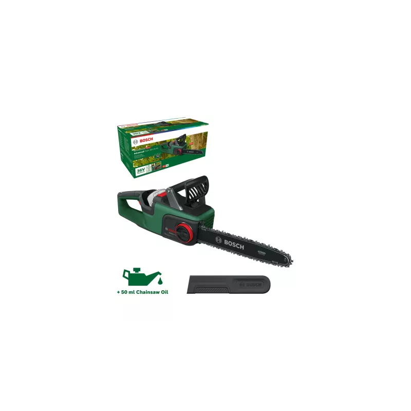 Juhtmeta kettsaag Bosch AdvancedChain 36V-35-40 — 36 V, 2 Ah aku, 35 cm juhtplaat, 31 cm lõikepikkus